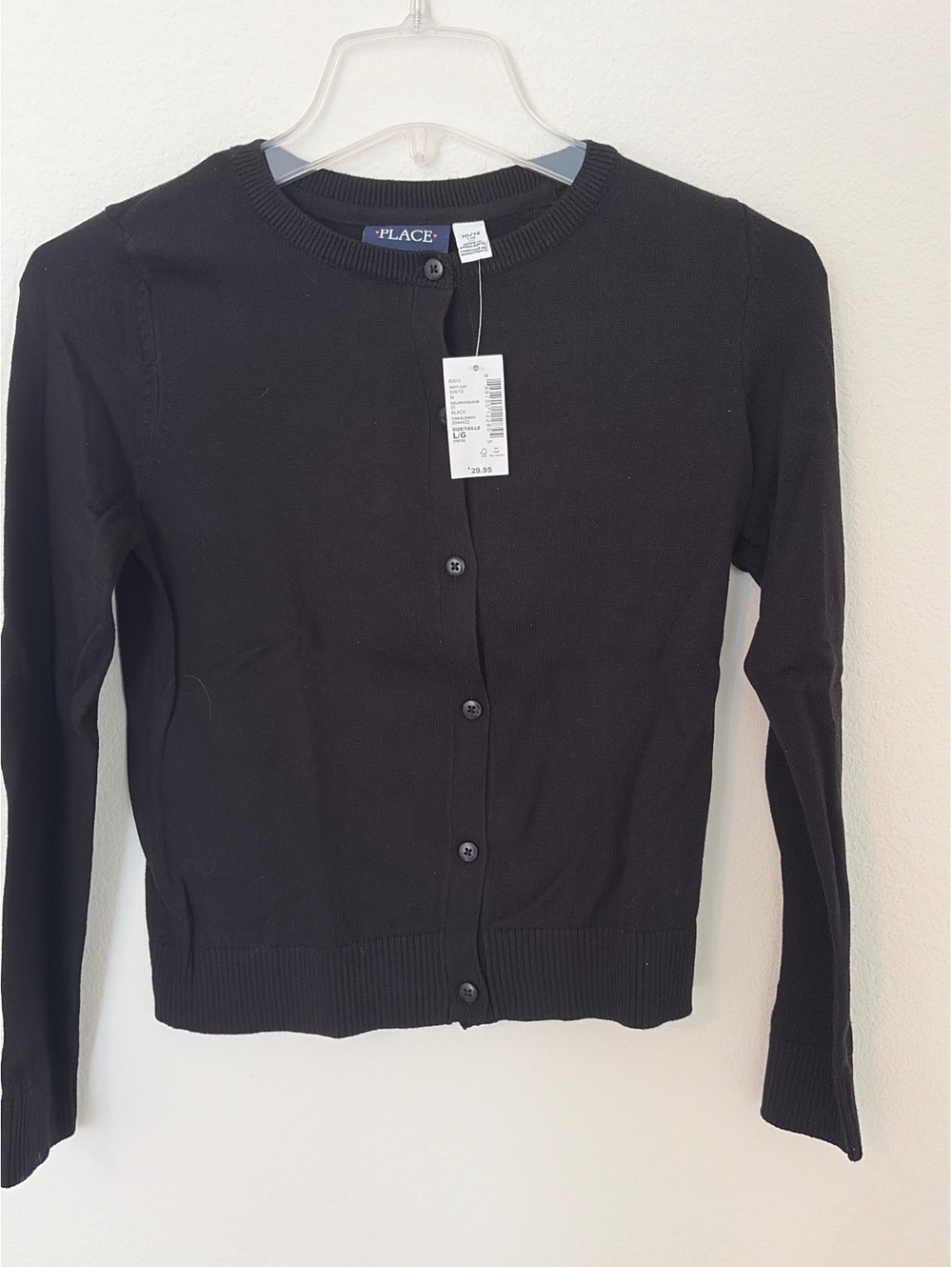 NWT The Children's Place Black Button-Up Cardigan Sweater Girls Size 10/12 Large